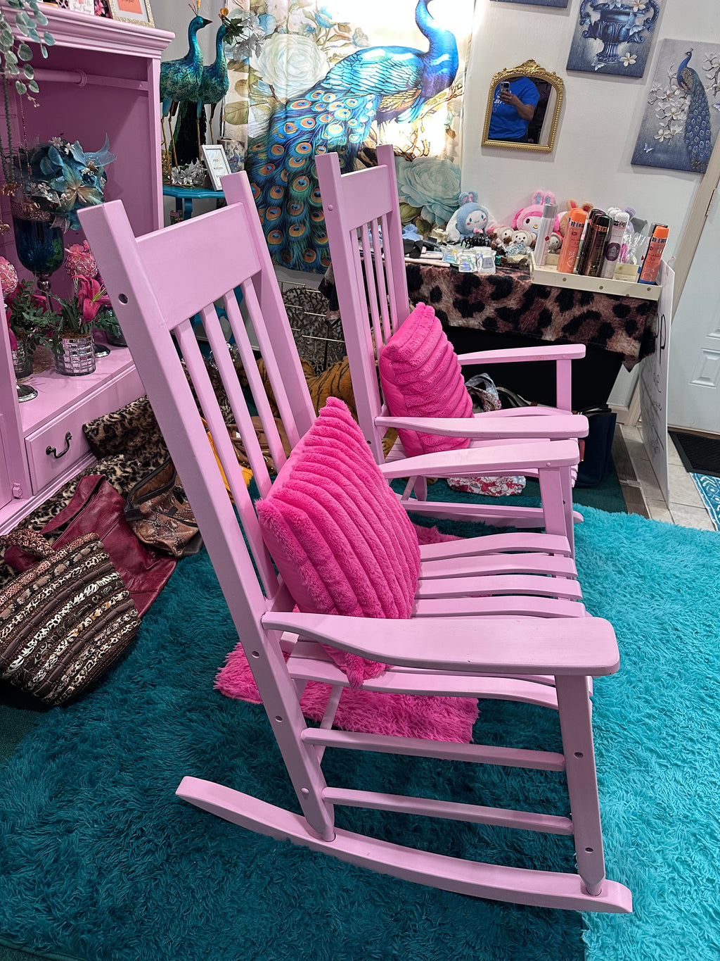 Adorable Pink Rockers with hot pink pillows sold as a set- in store pick up only now on sale… was $200