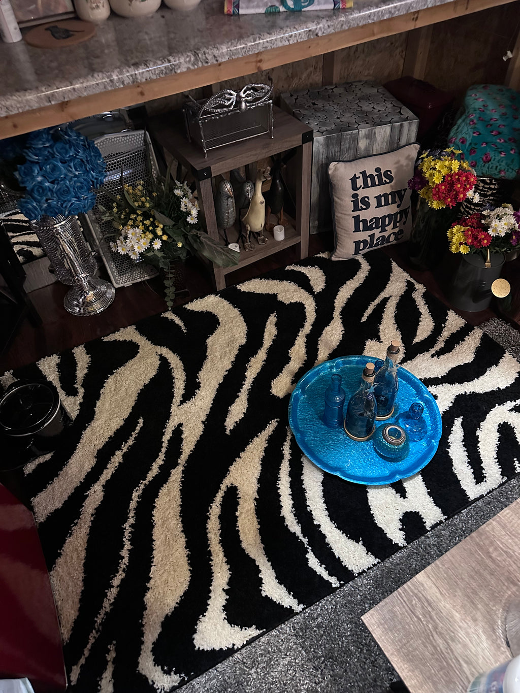 Zebra rugs (2) sold as set $40- in store pick up only