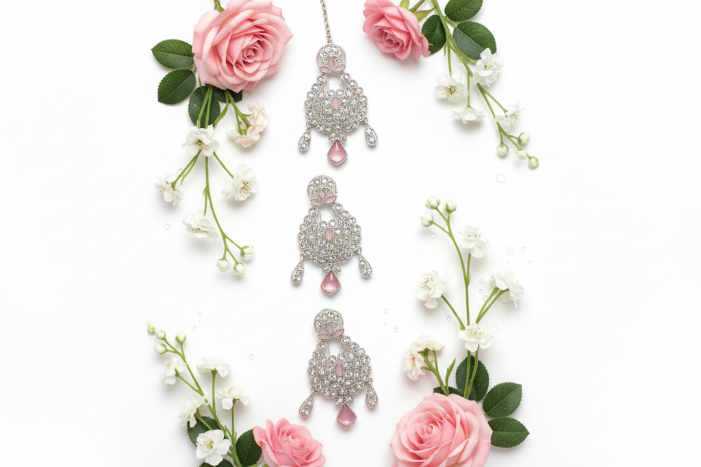 Pink and silver Indian style set with tiki