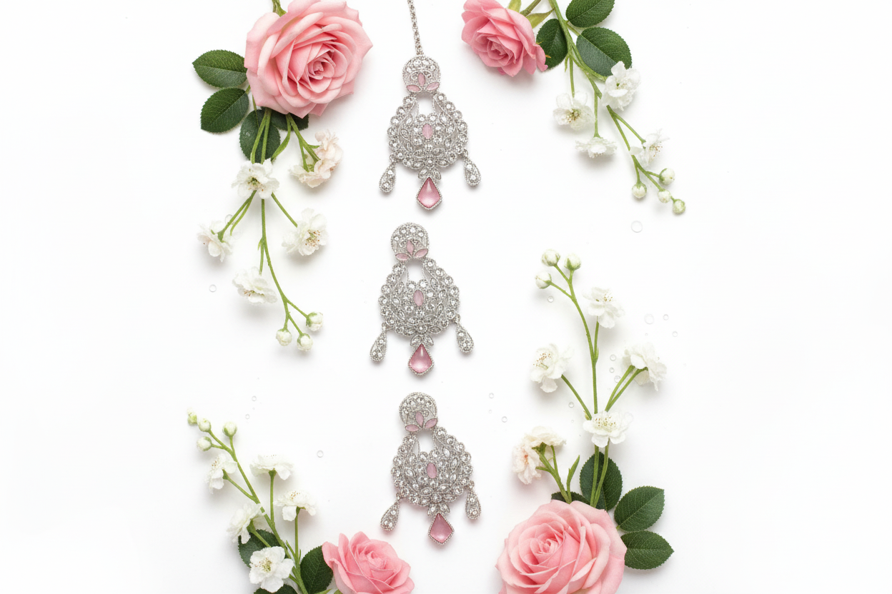 Pink and silver Indian style set with tiki