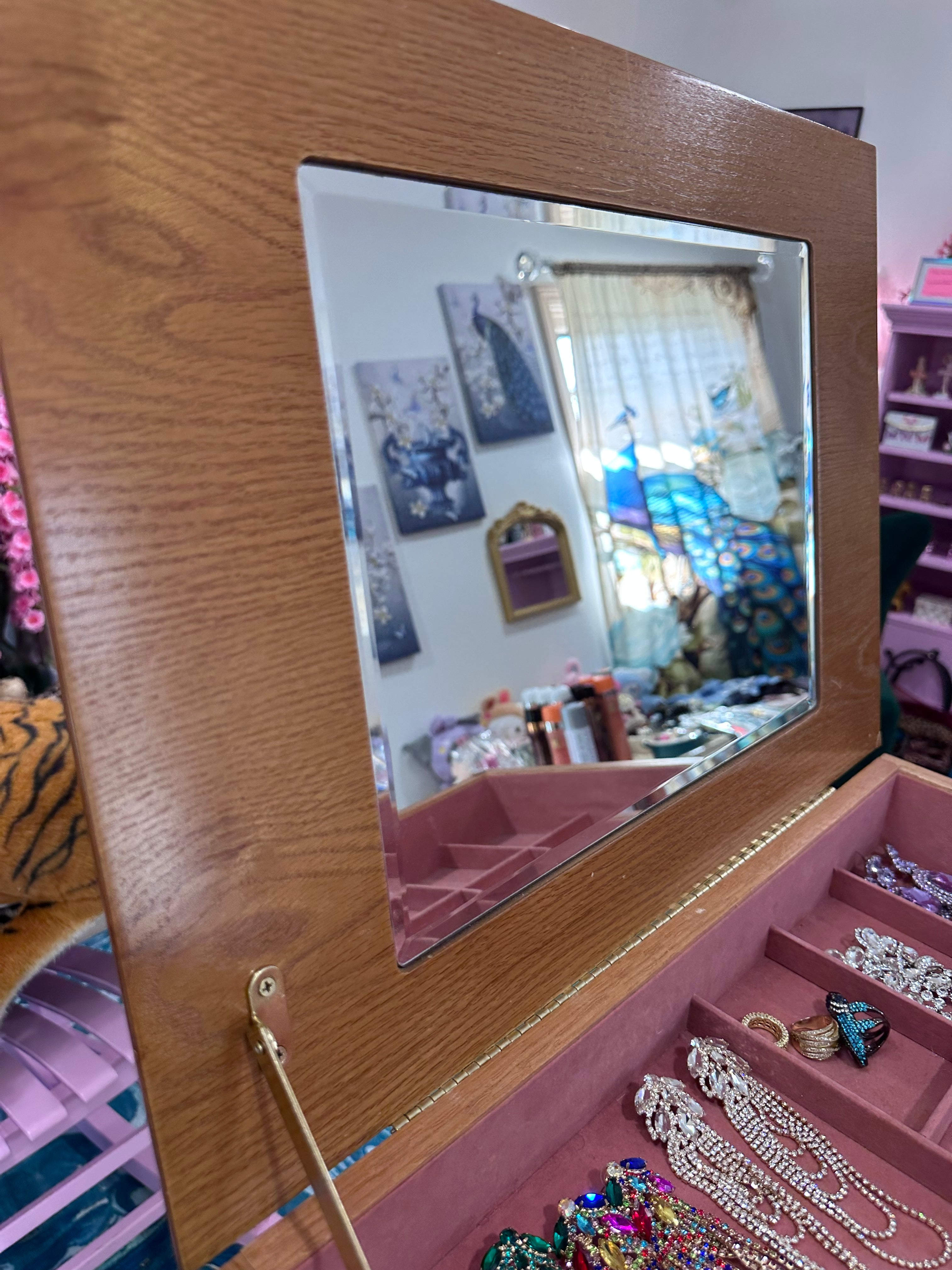 Standing wooden jewelry armoire cabinet (in store pickup only)