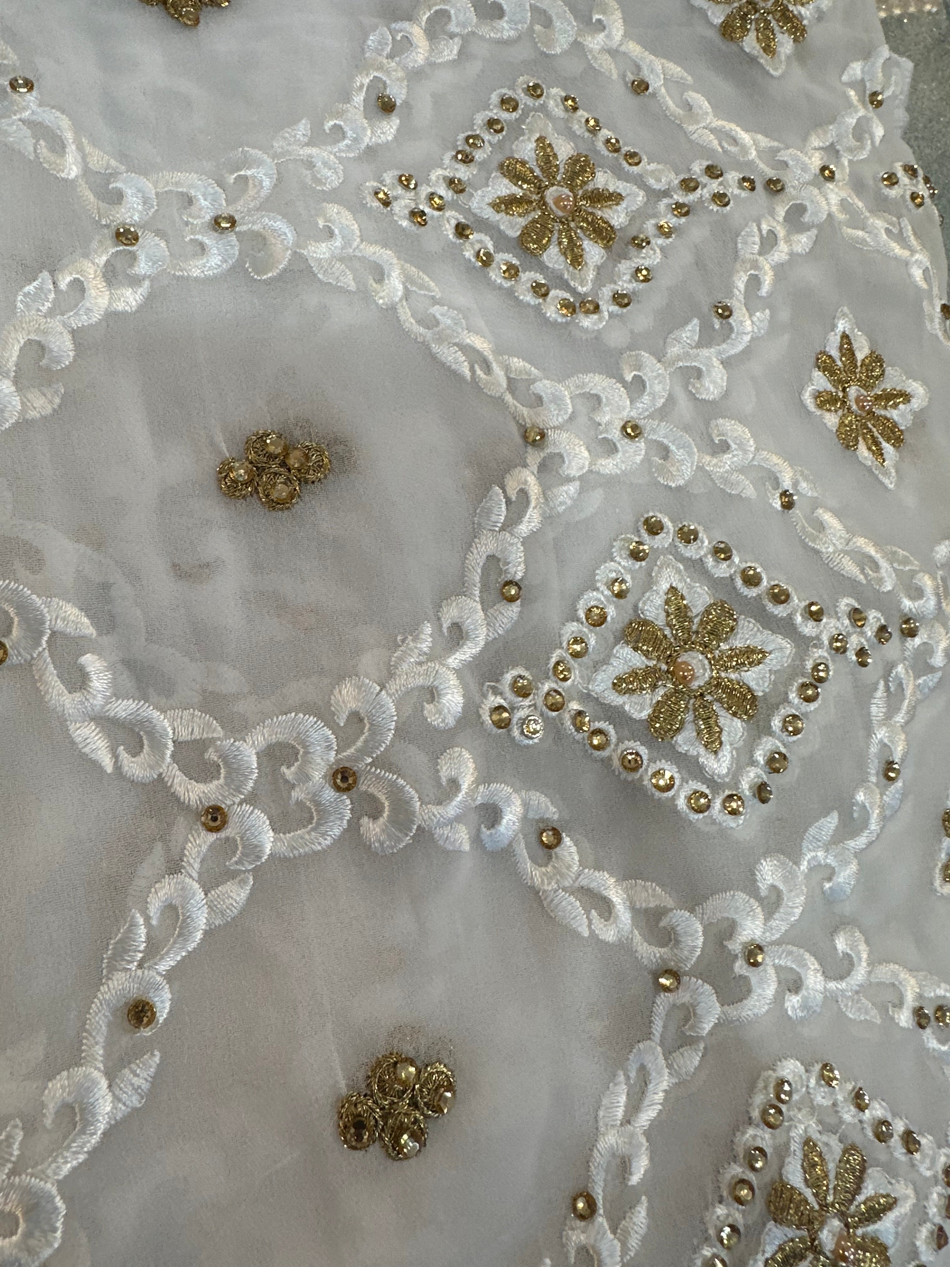 White and gold Dubai scarf