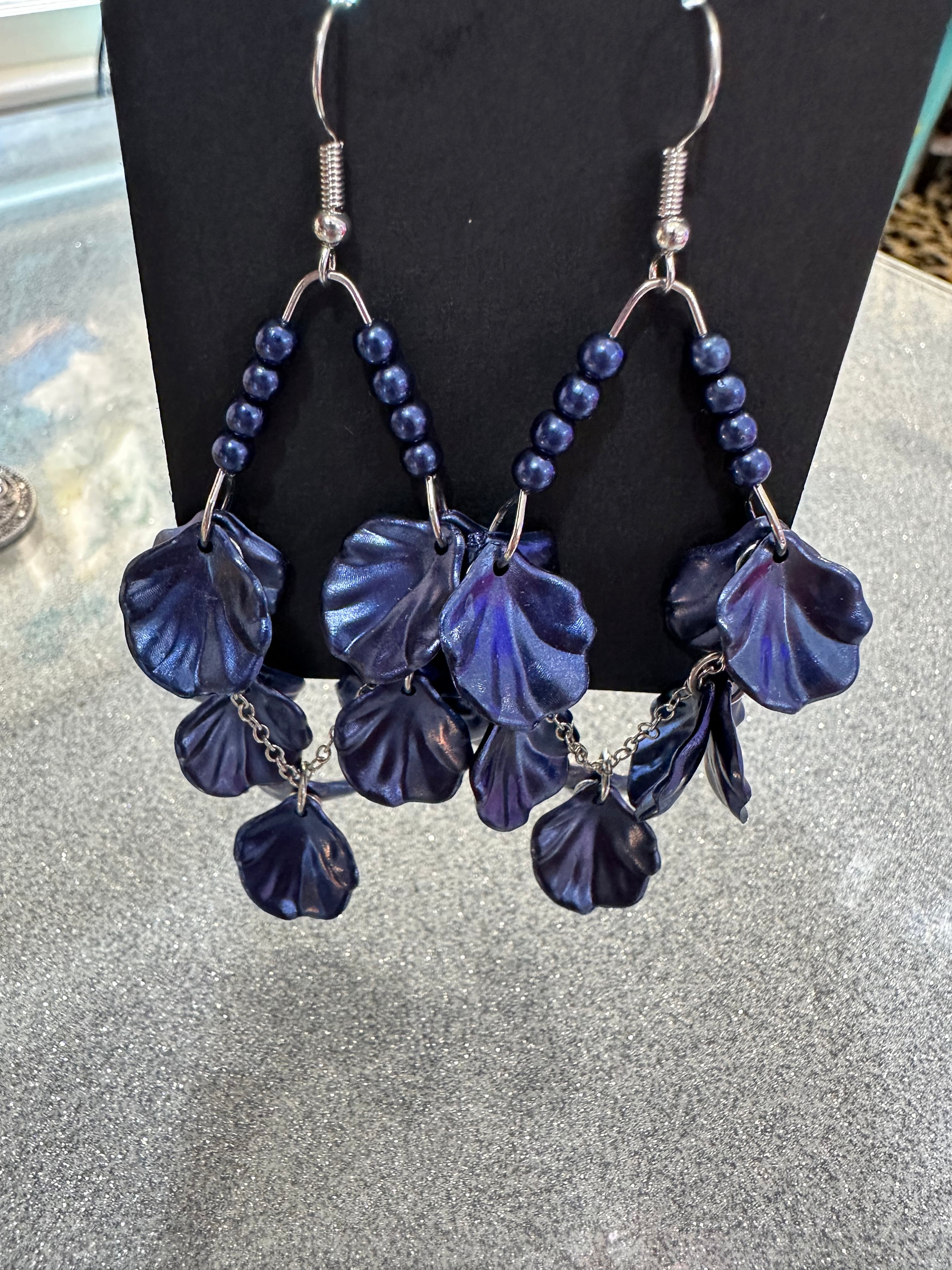 Blue flowers earrings