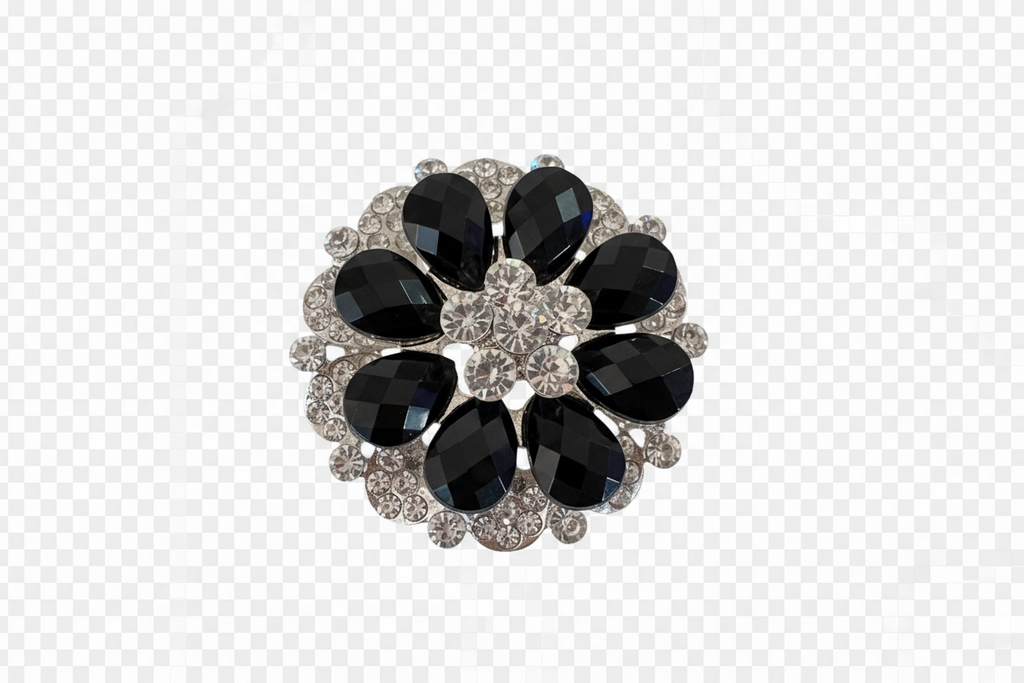 Brooch black with diamonds