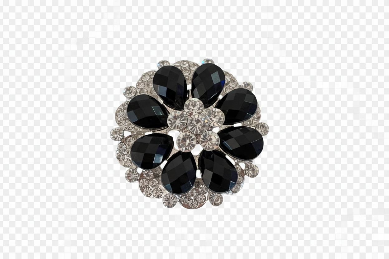 Brooch black with diamonds