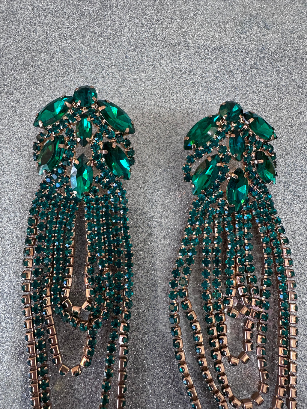 Long green earrings