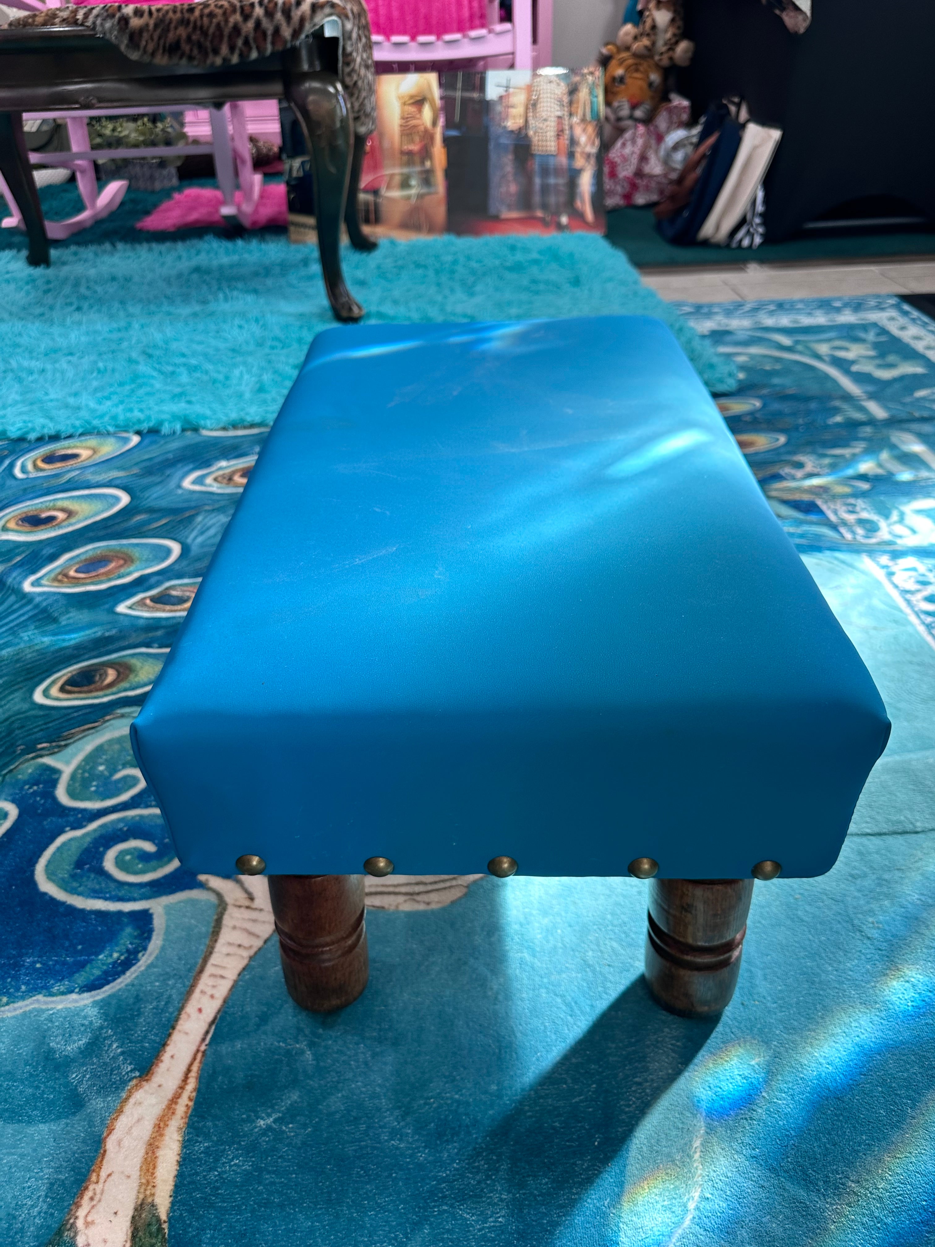 Turquoise stool/ottoman (in store pick up only)