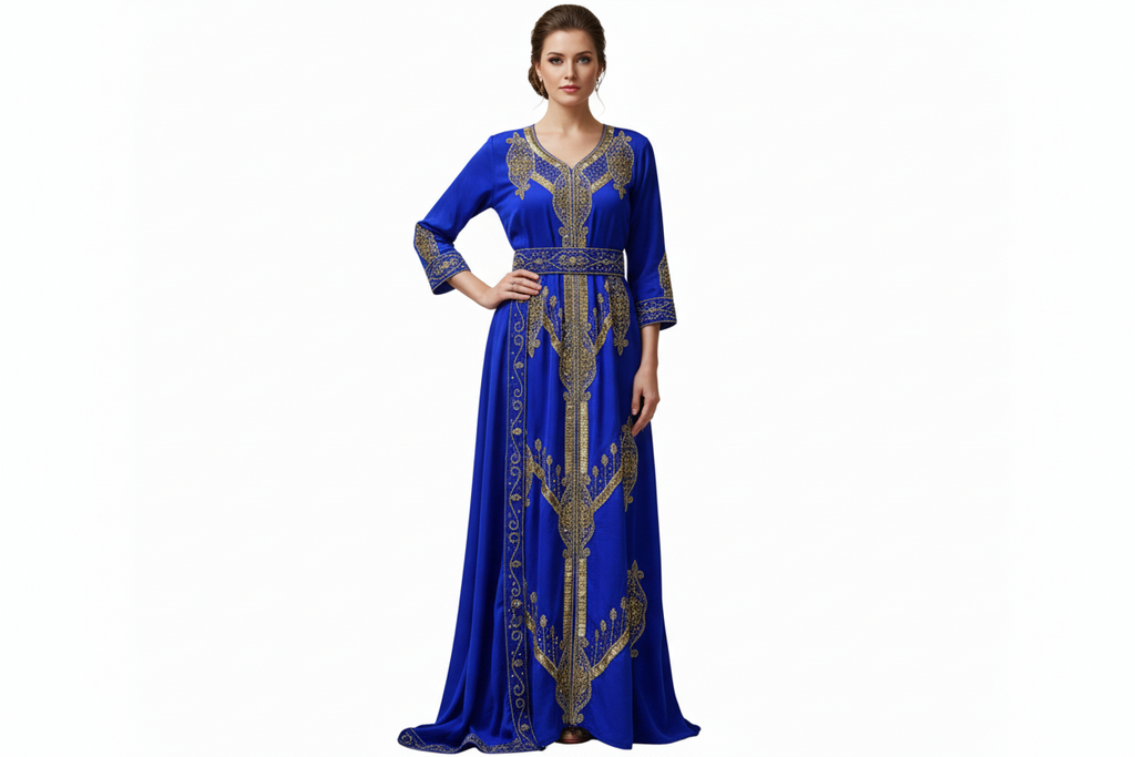 Beautiful dress from Dubai size 16/18 Royal blue and gold