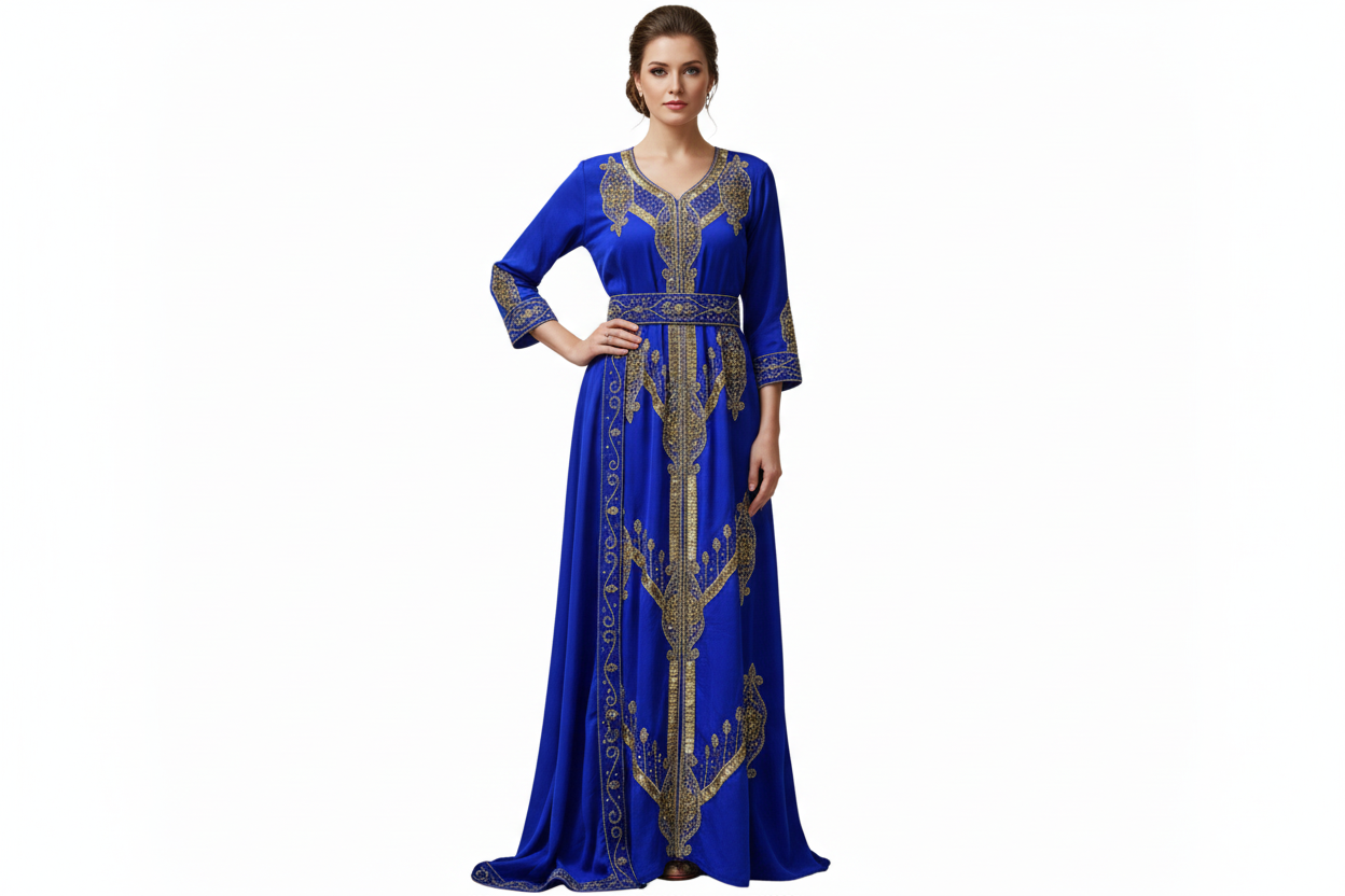 Beautiful dress from Dubai size 16/18 Royal blue and gold