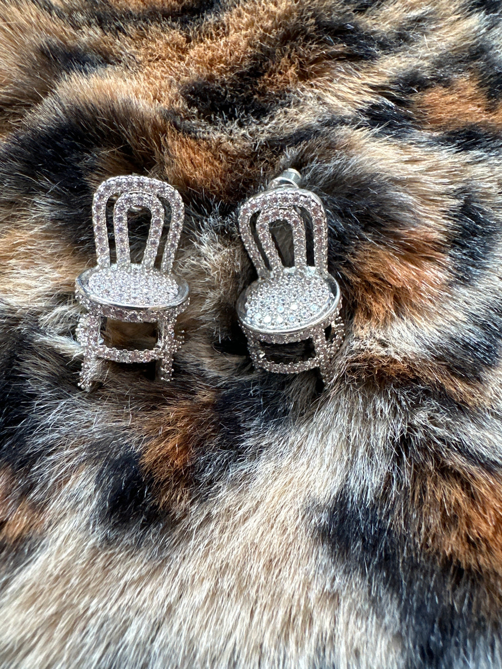 Silver diamond chair earrings