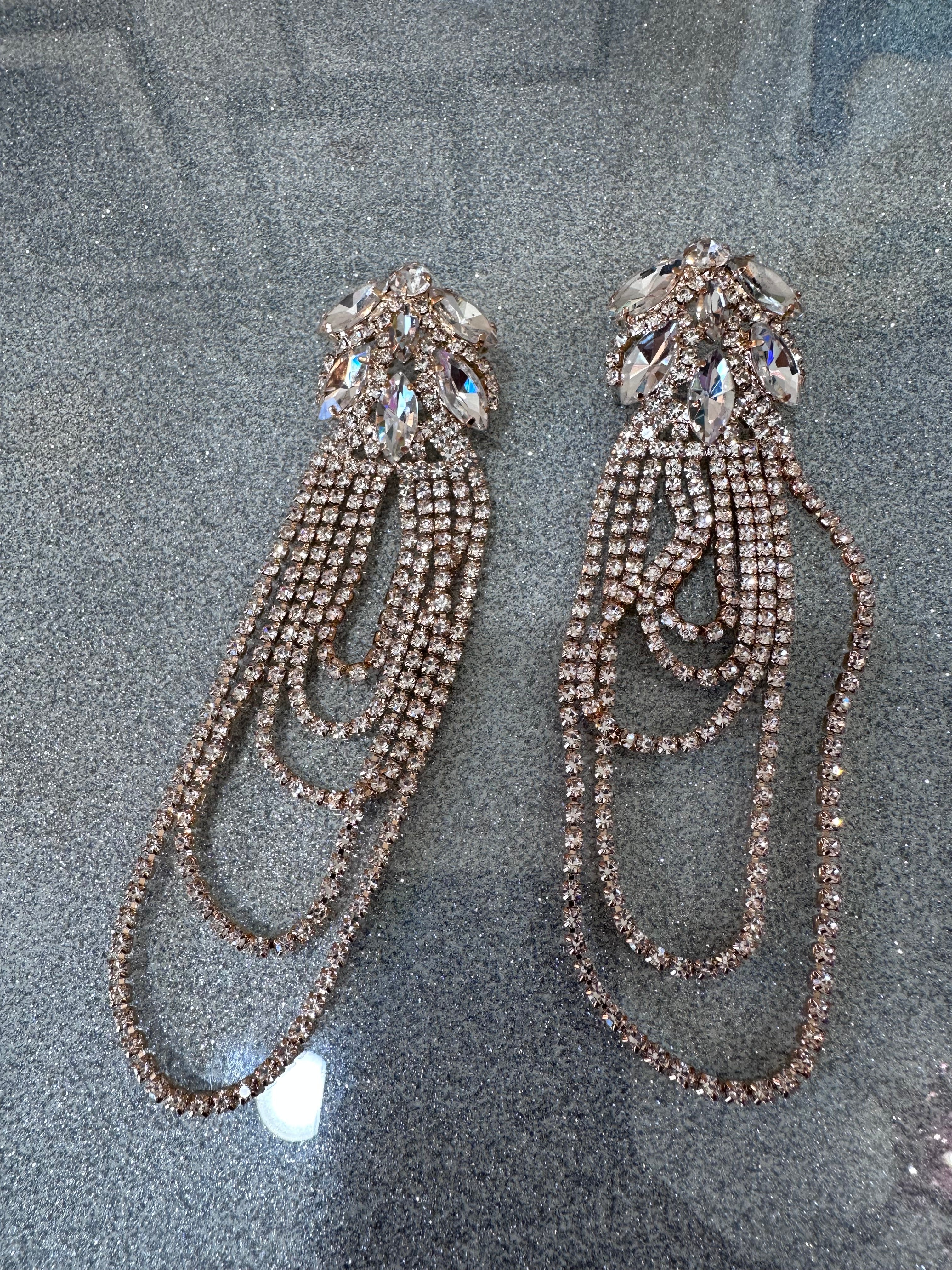 Long silver earrings