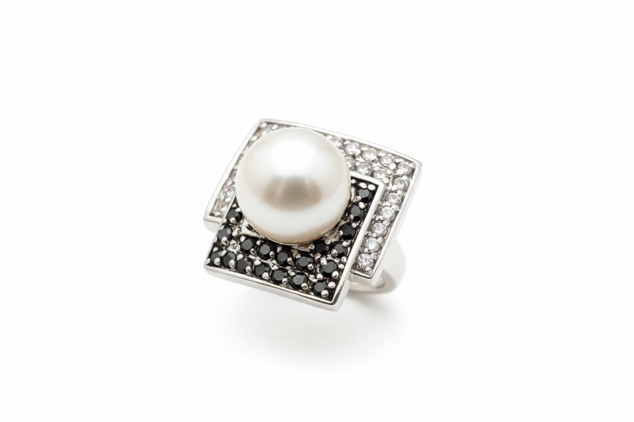 Diamond pearl ring
