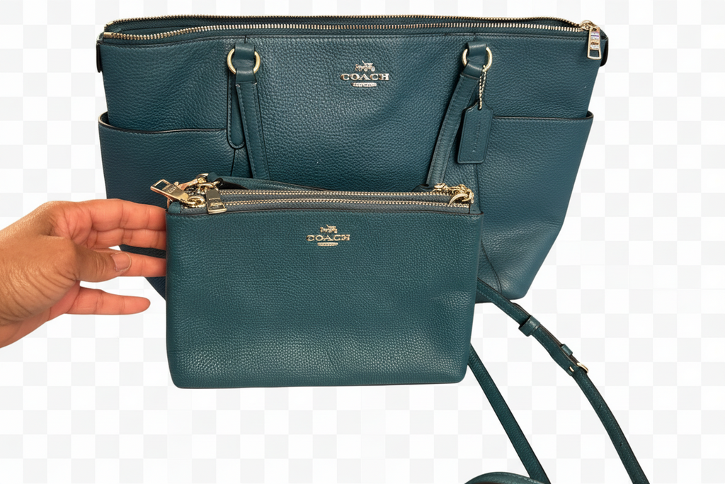 Teal Coach Bag ( some marks highlighted in pictures) excellent condition