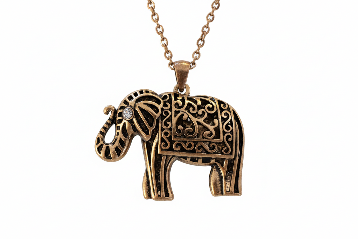 Elephant necklace with diamonds nice long chain