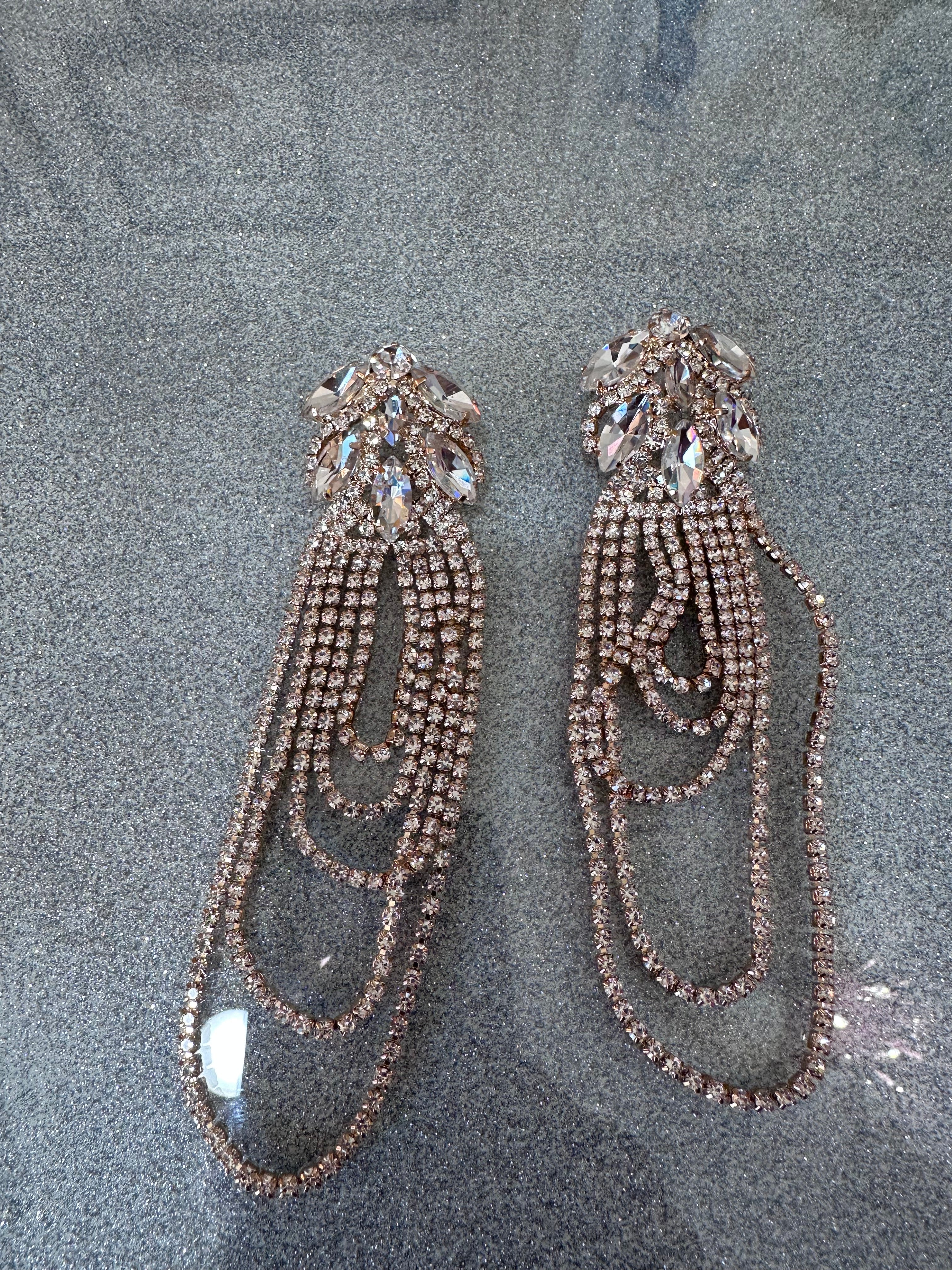 Long silver earrings