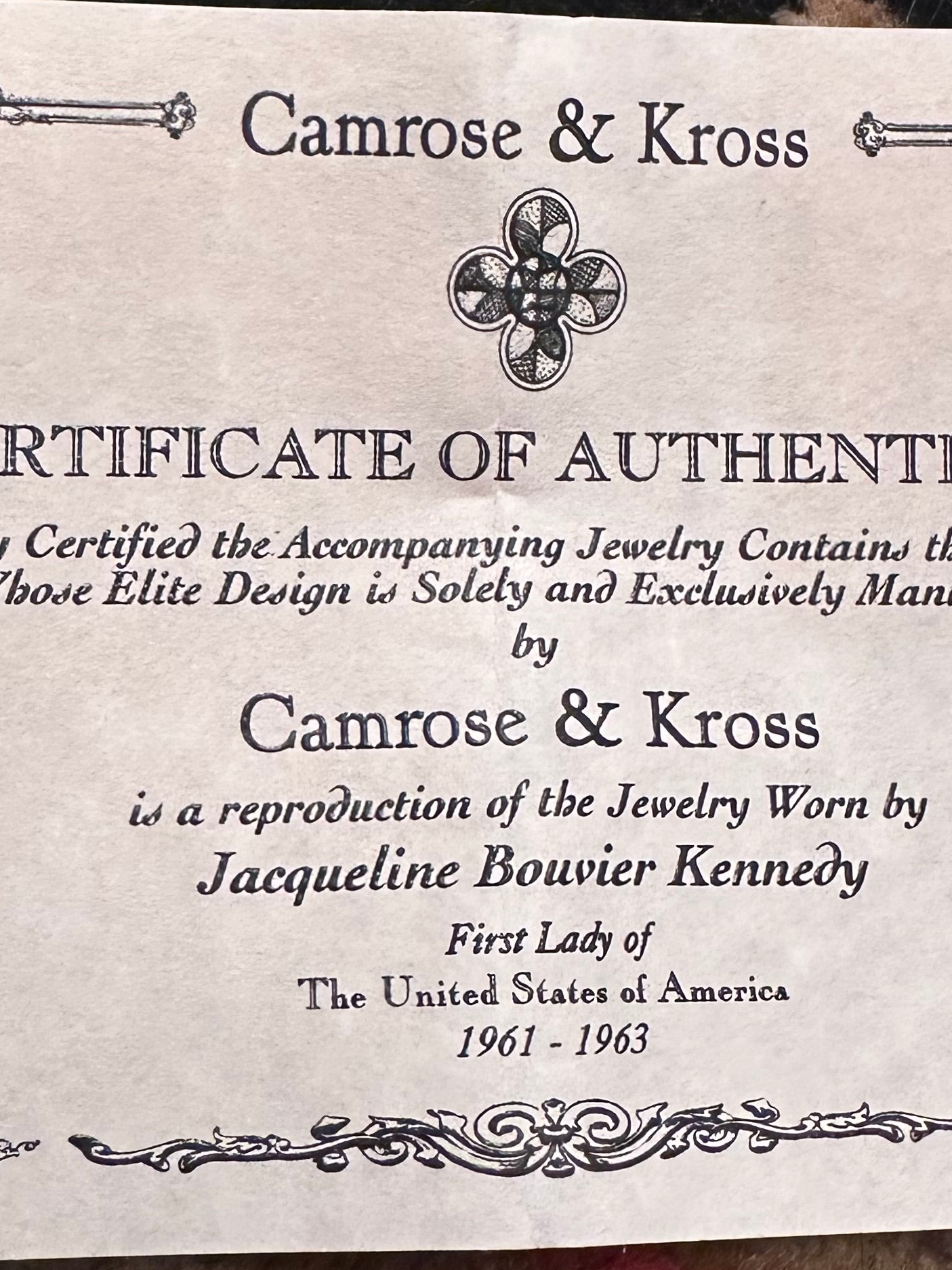 Jacqueline Kennedy Reproduction Brooch