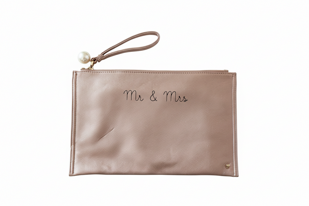 Mr and Mrs clutch bag with pearl ( gently used)
