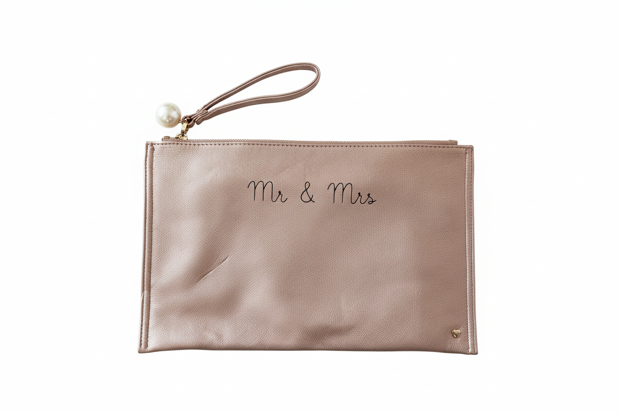 Mr and Mrs clutch bag with pearl ( gently used)