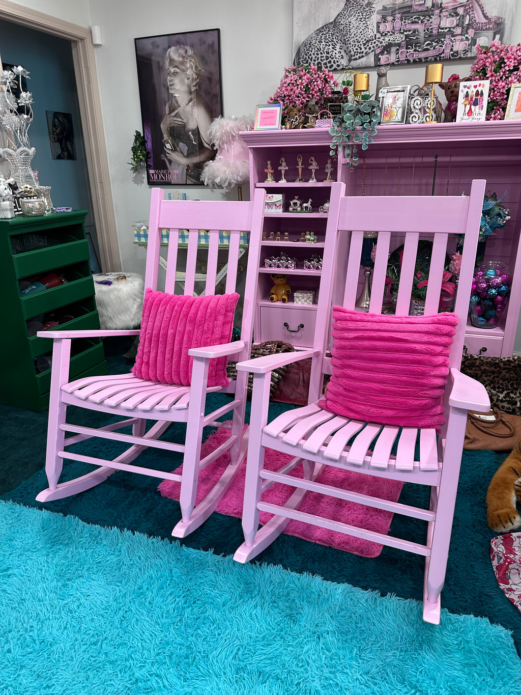 Adorable Pink Rockers with hot pink pillows sold as a set- in store pick up only now on sale… was $200