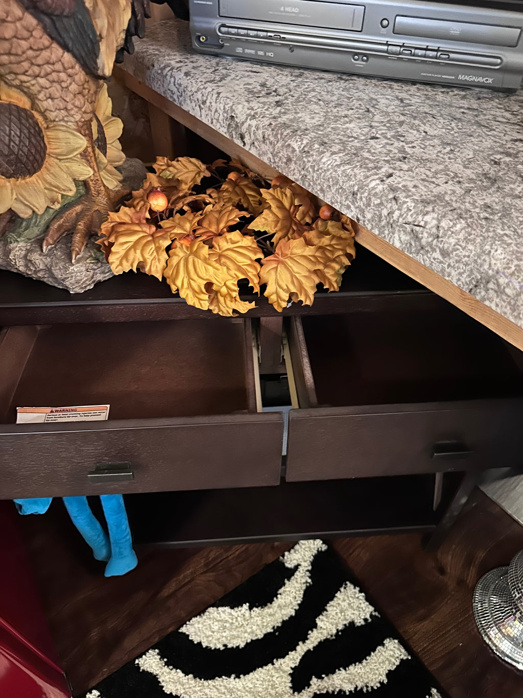 Brown Console stand with drawers- in store pick up only