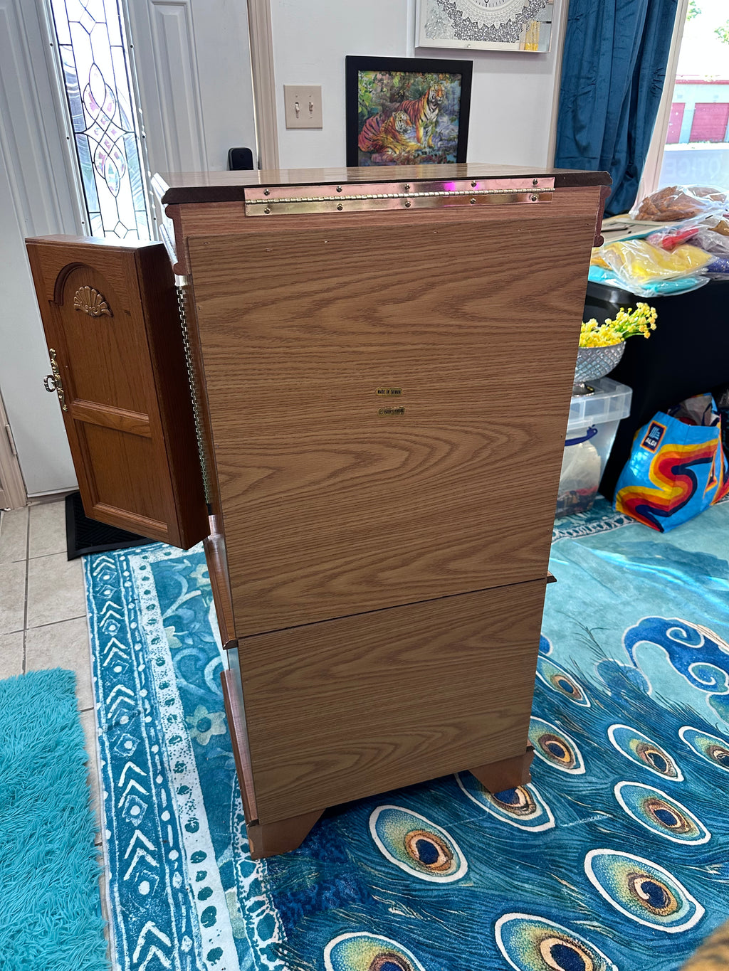 Standing wooden jewelry armoire cabinet (in store pickup only)