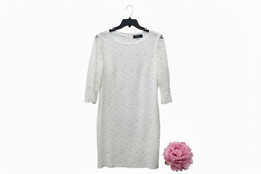 $25 white laced Kasper dress