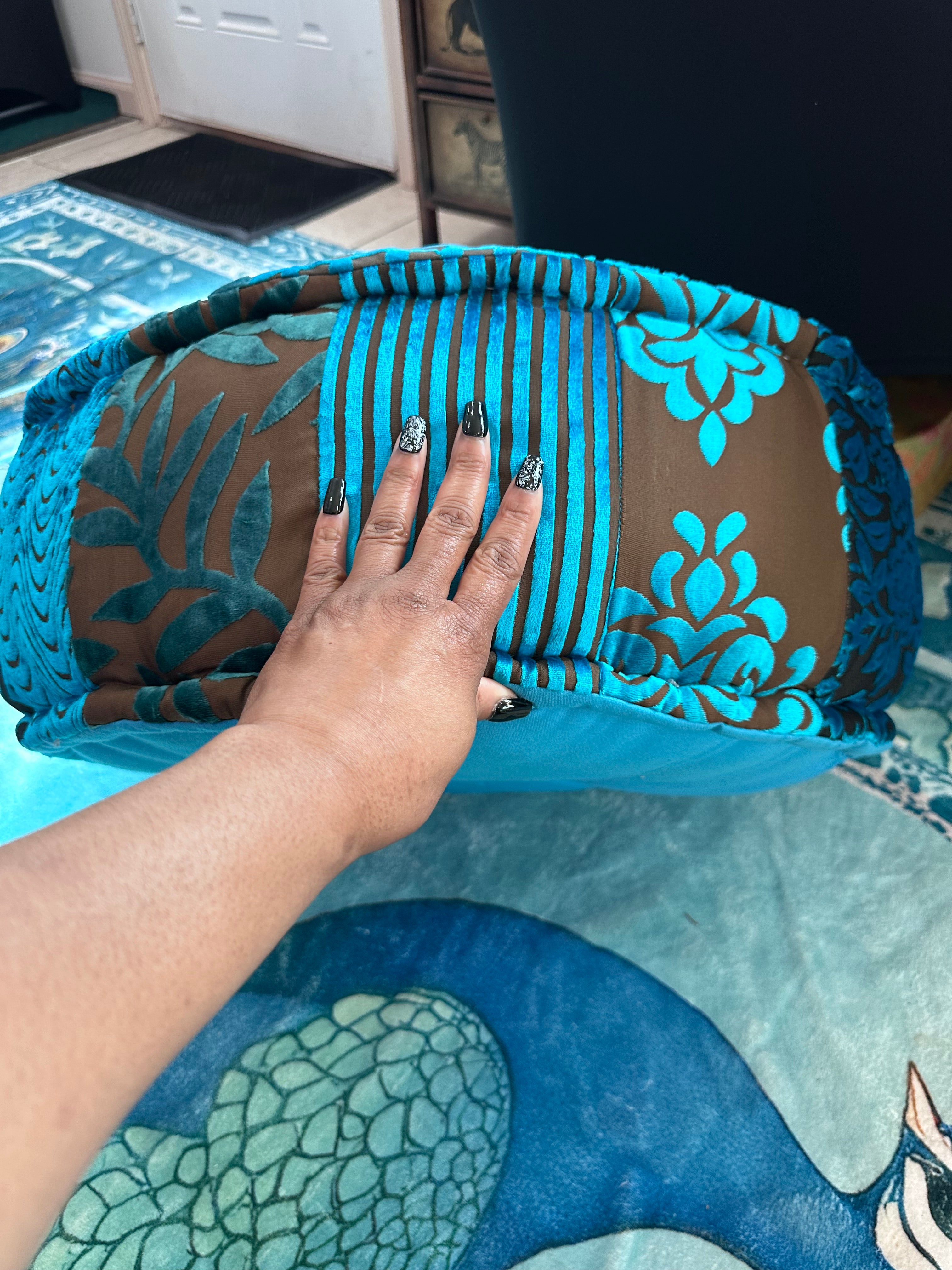 Beautiful combination of turquoise and brown decorative pillow ( in store pick up only)