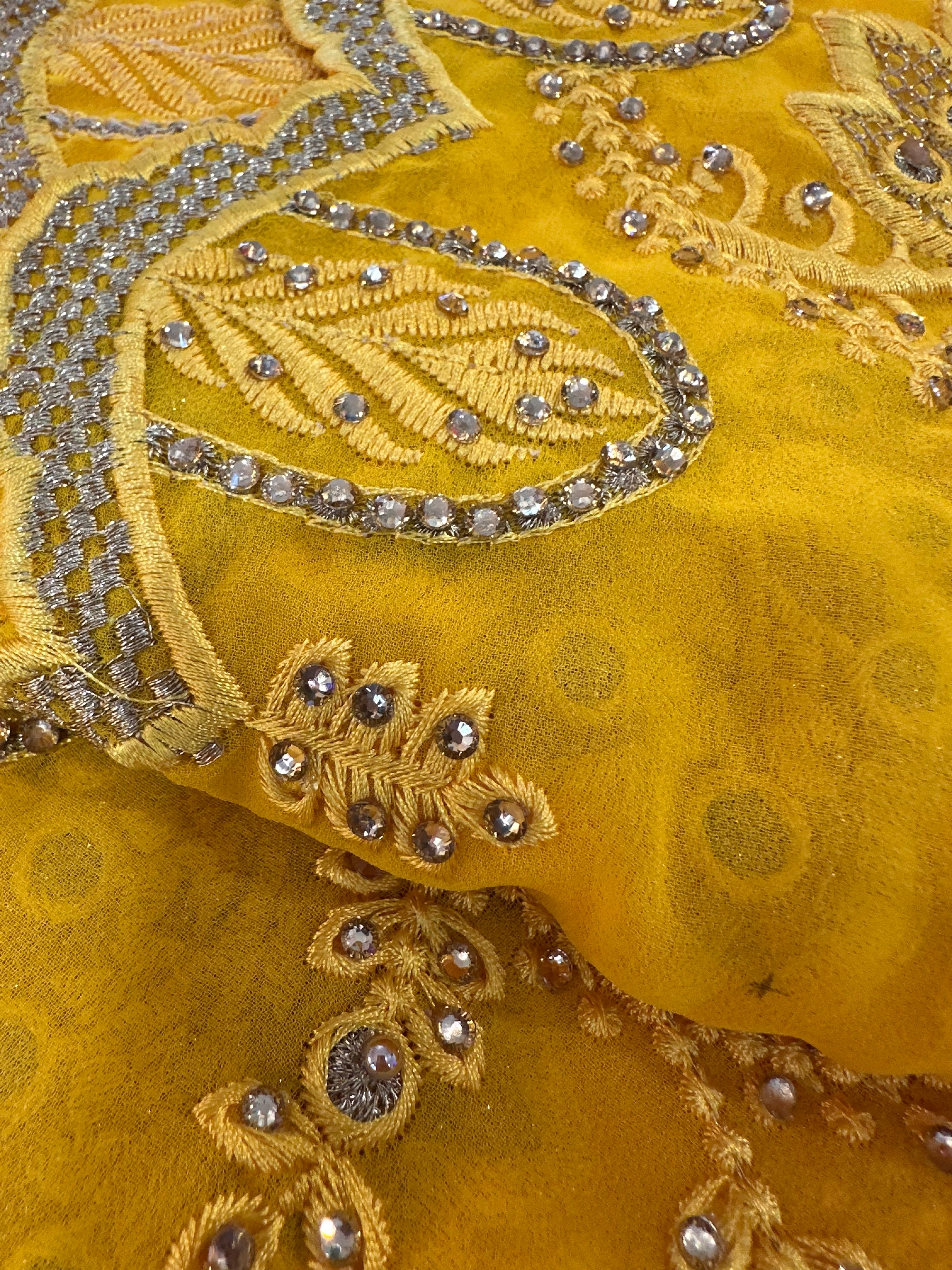 Yellow scarf from Dubai detail stones