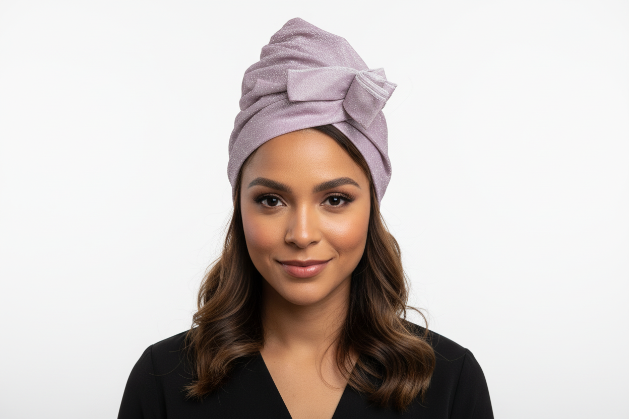 Glittered pink head wrap