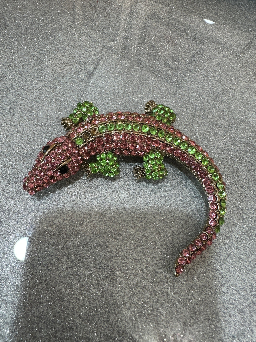 Pink and green crocodile