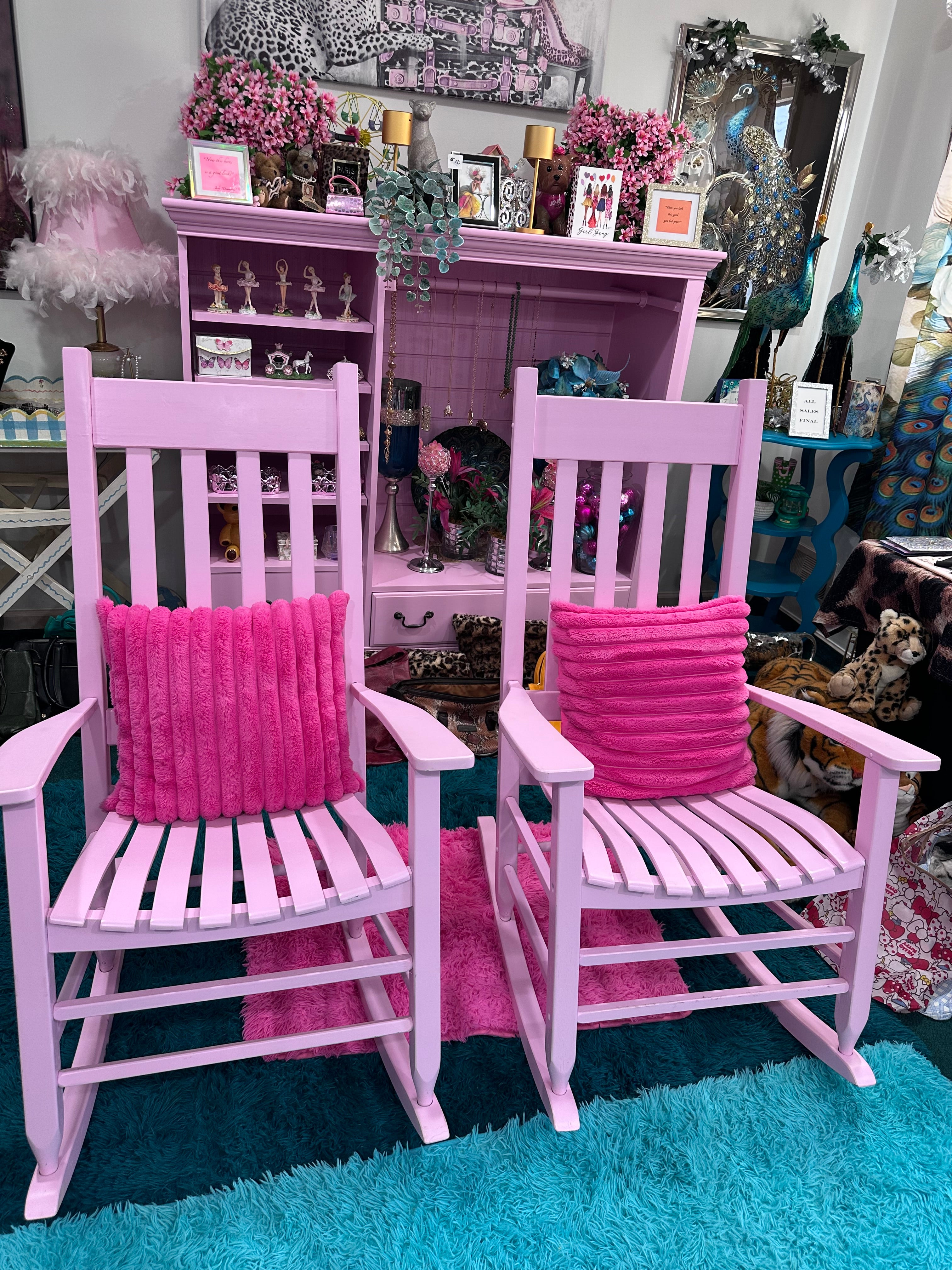 Adorable Pink Rockers with hot pink pillows sold as a set- in store pick up only now on sale… was $200