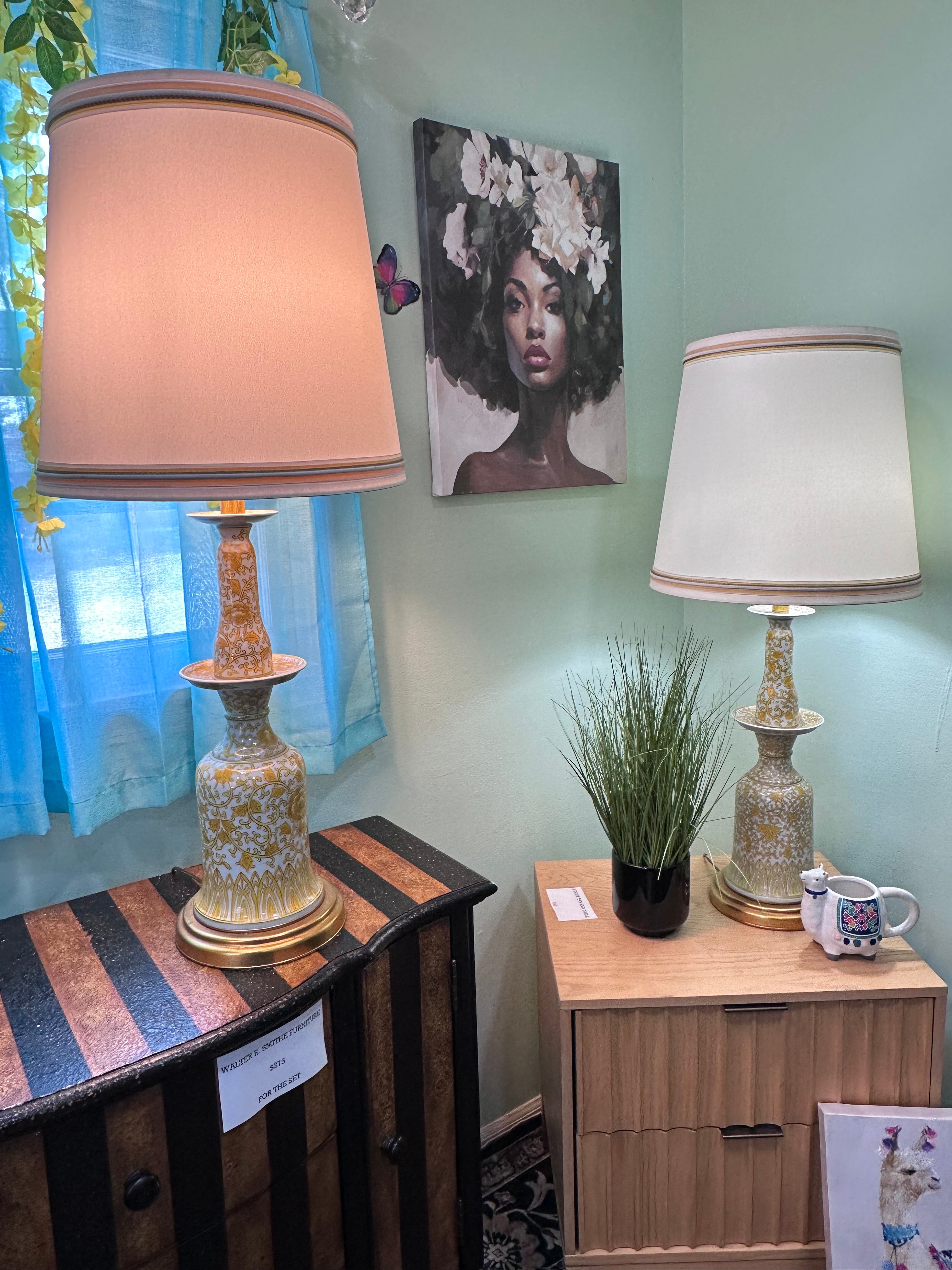 Pair of Decorative Porcelain Lamps — $225 for the pair(in store pick up only)
