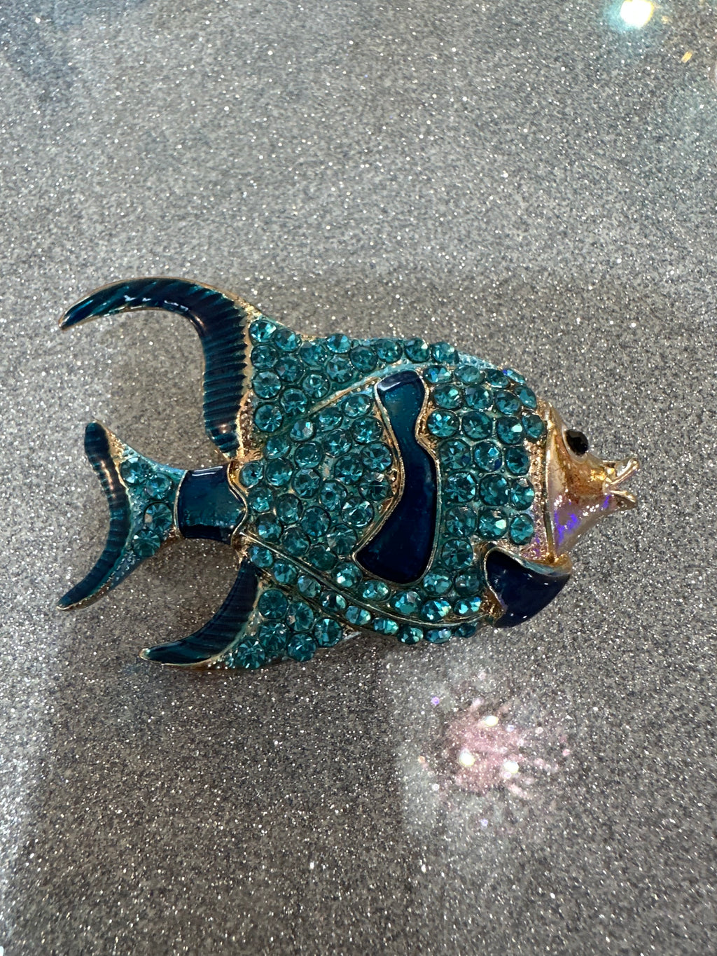 Blue fish brooch