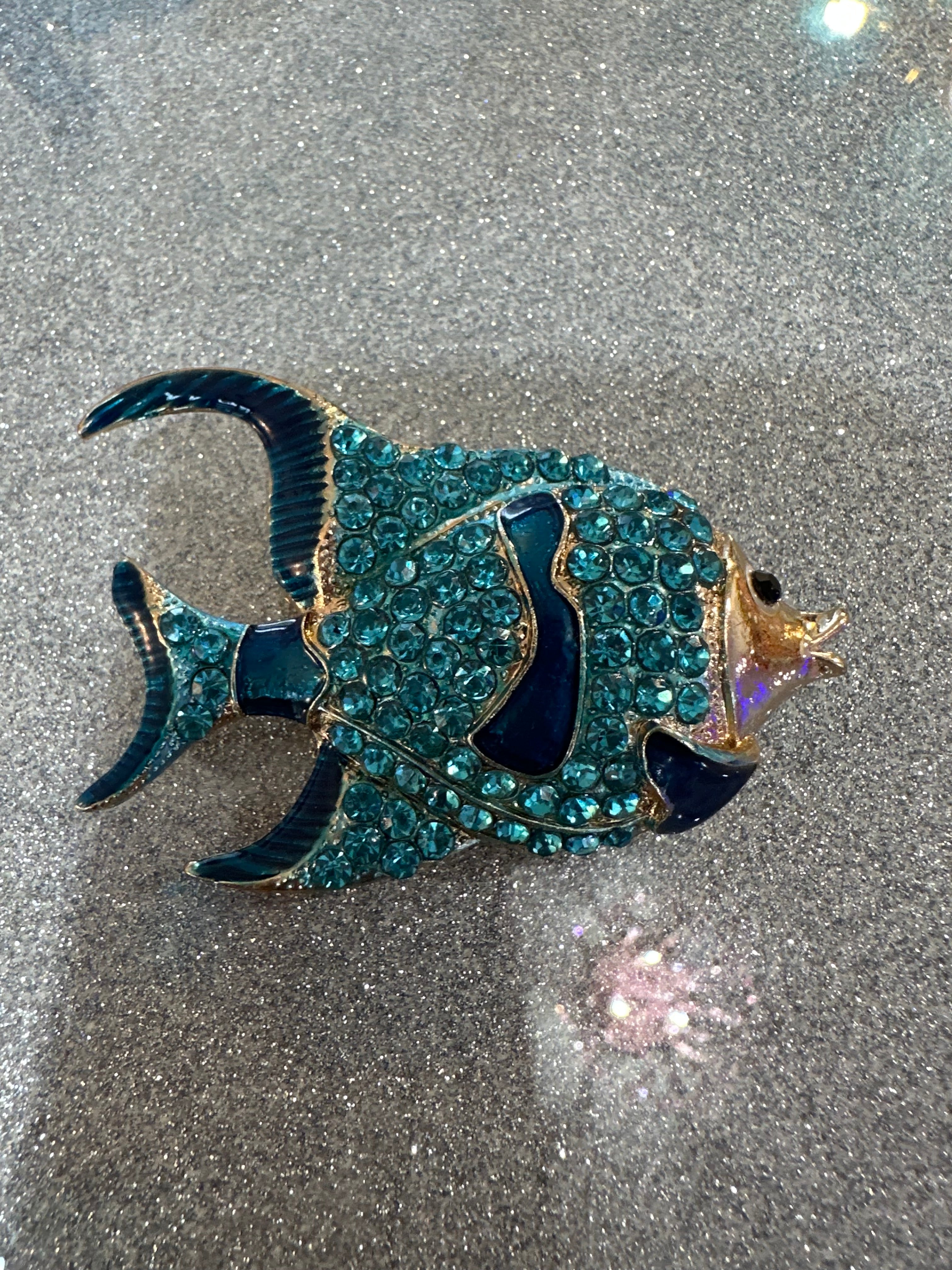 Blue fish brooch