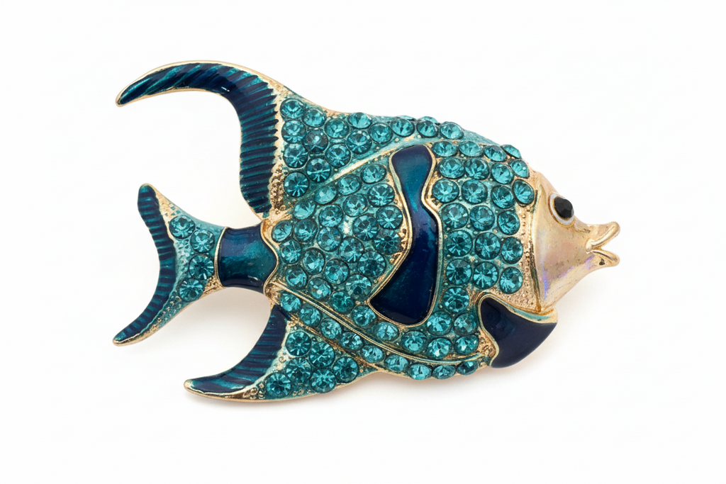 Blue fish brooch