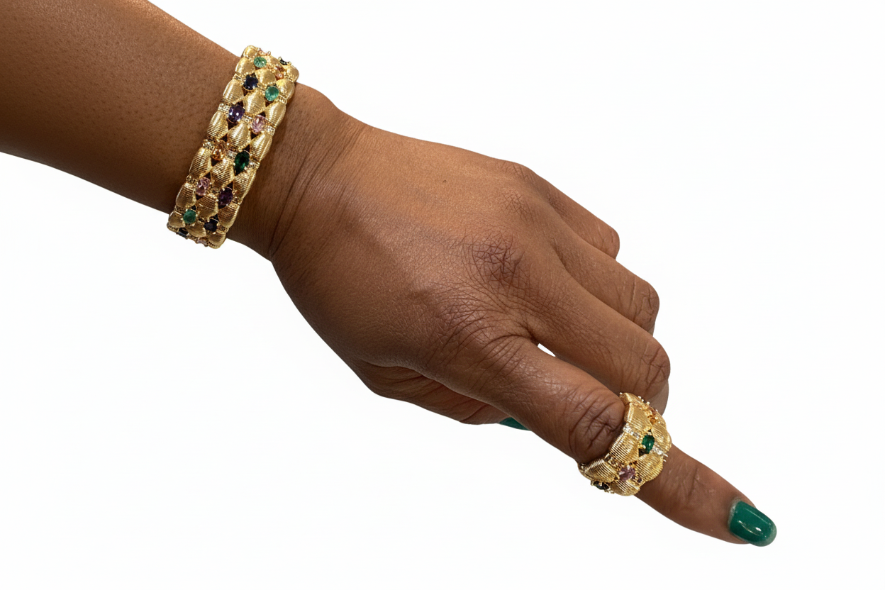 Gold combo ring and bracelet