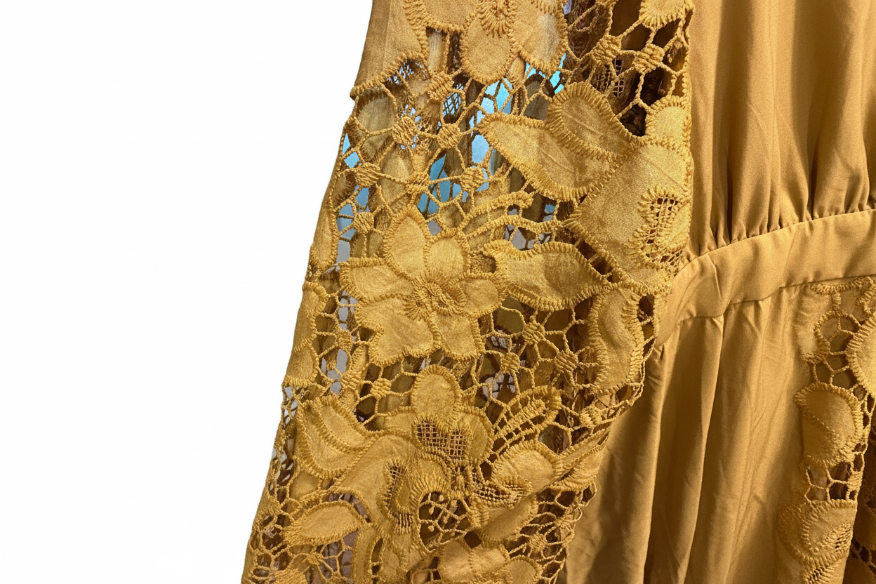 Size 2 XL Gold Dress with lace. (New)
