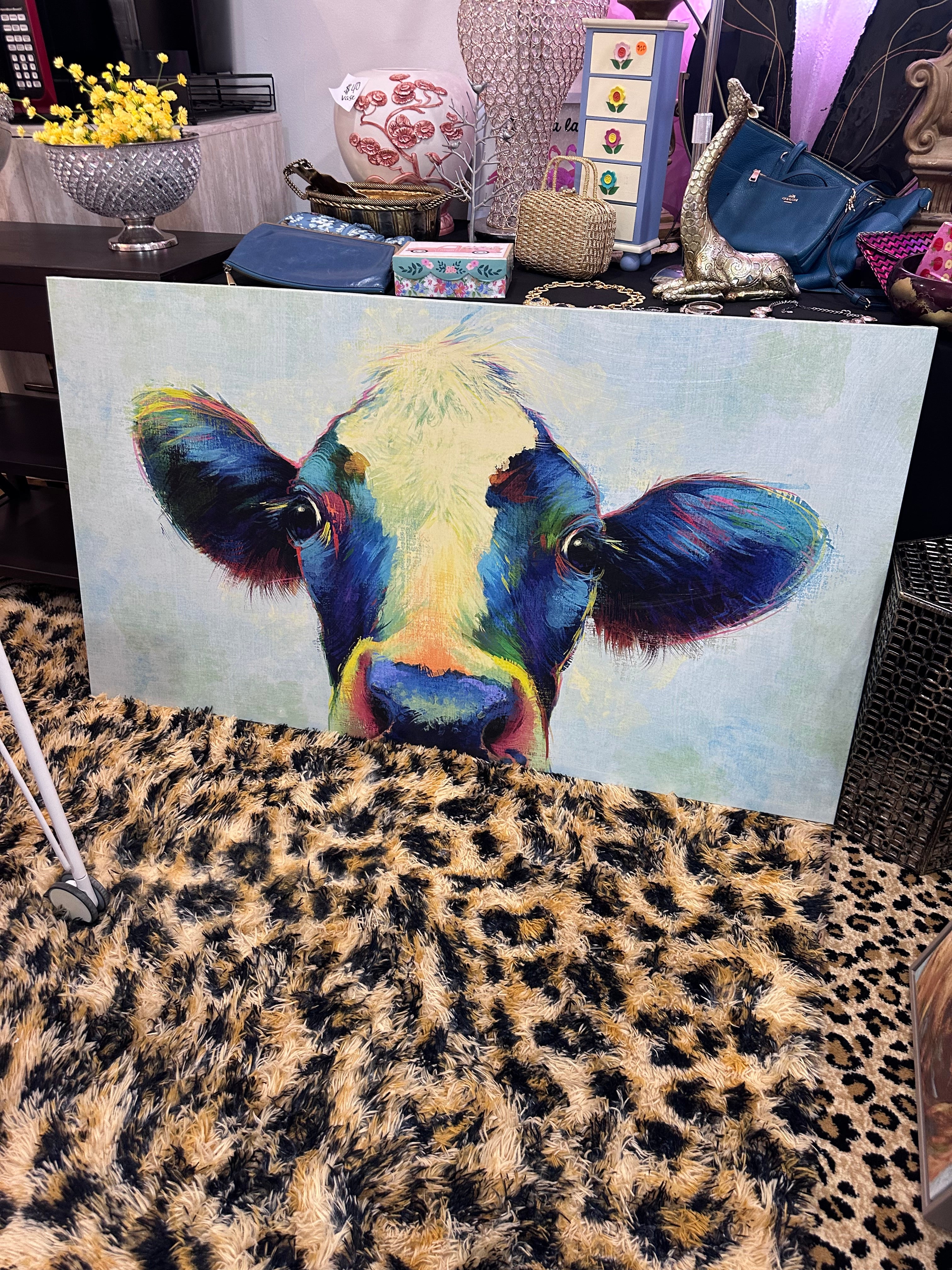 Huge colorful cow picture ( in store pick up only)
