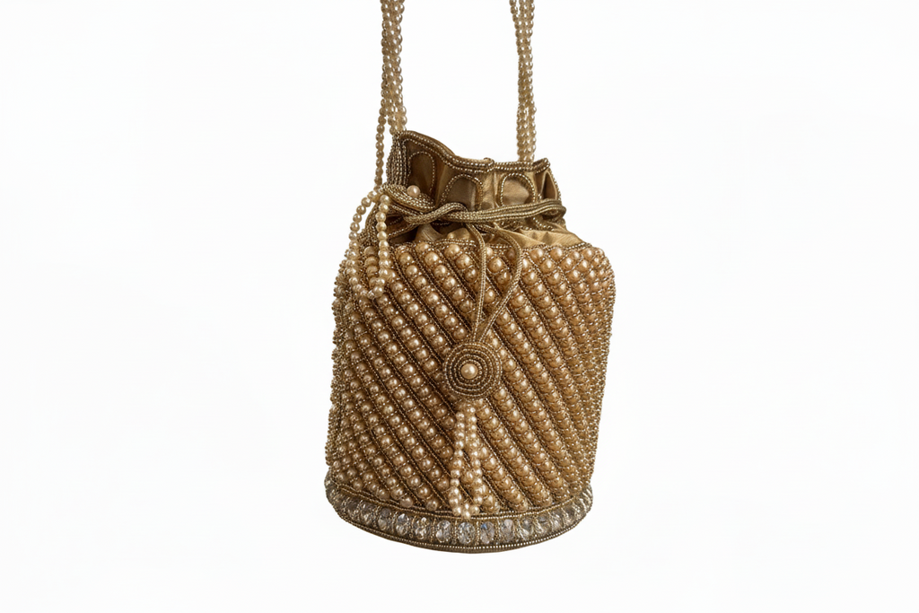 Gold purse with pearls