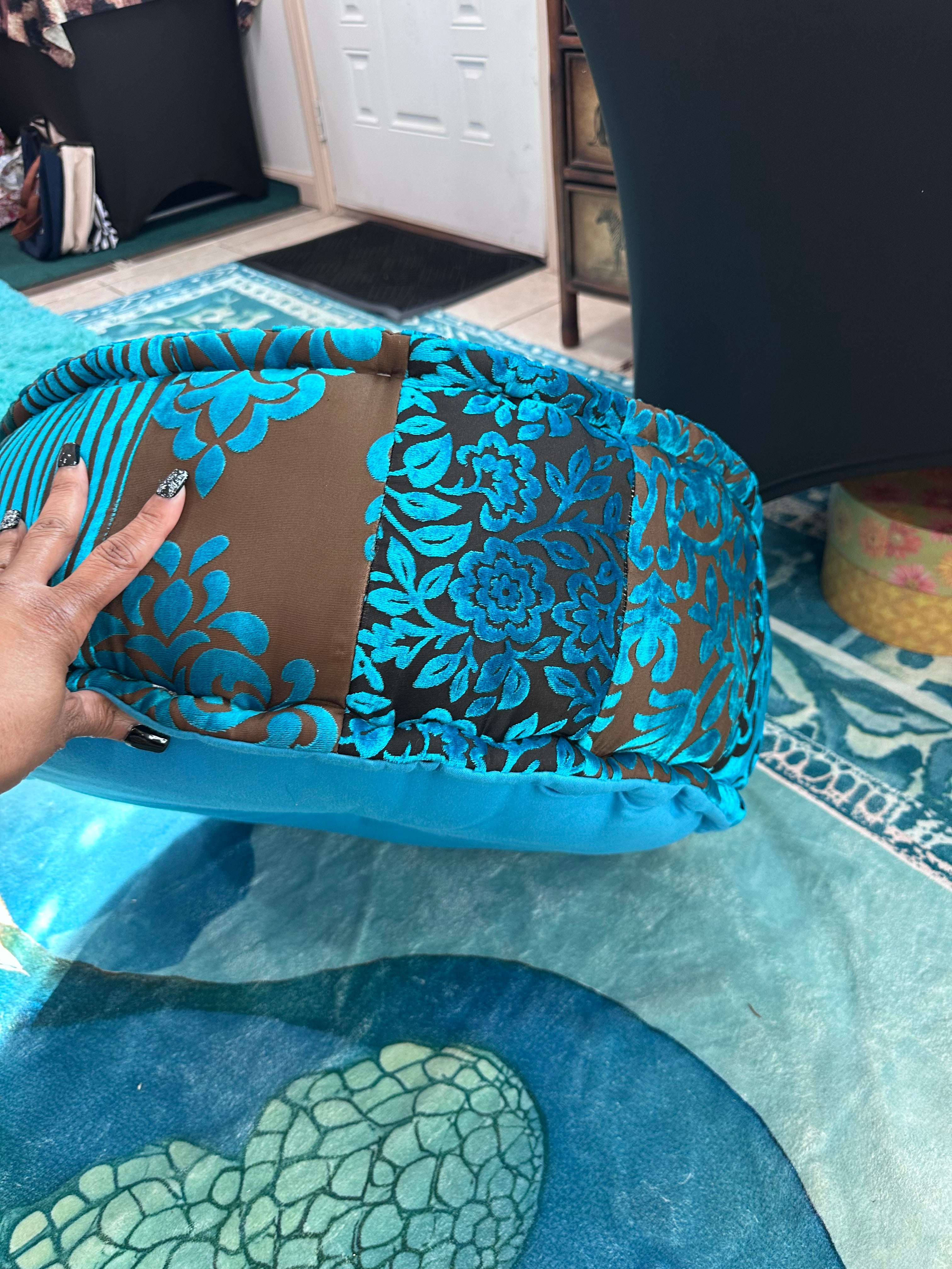 Beautiful combination of turquoise and brown decorative pillow ( in store pick up only)