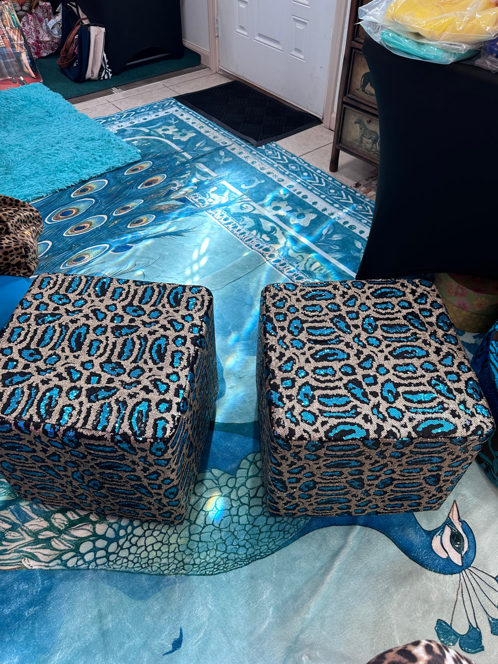 Decorative stools turquoise and gold (in store pick up only )