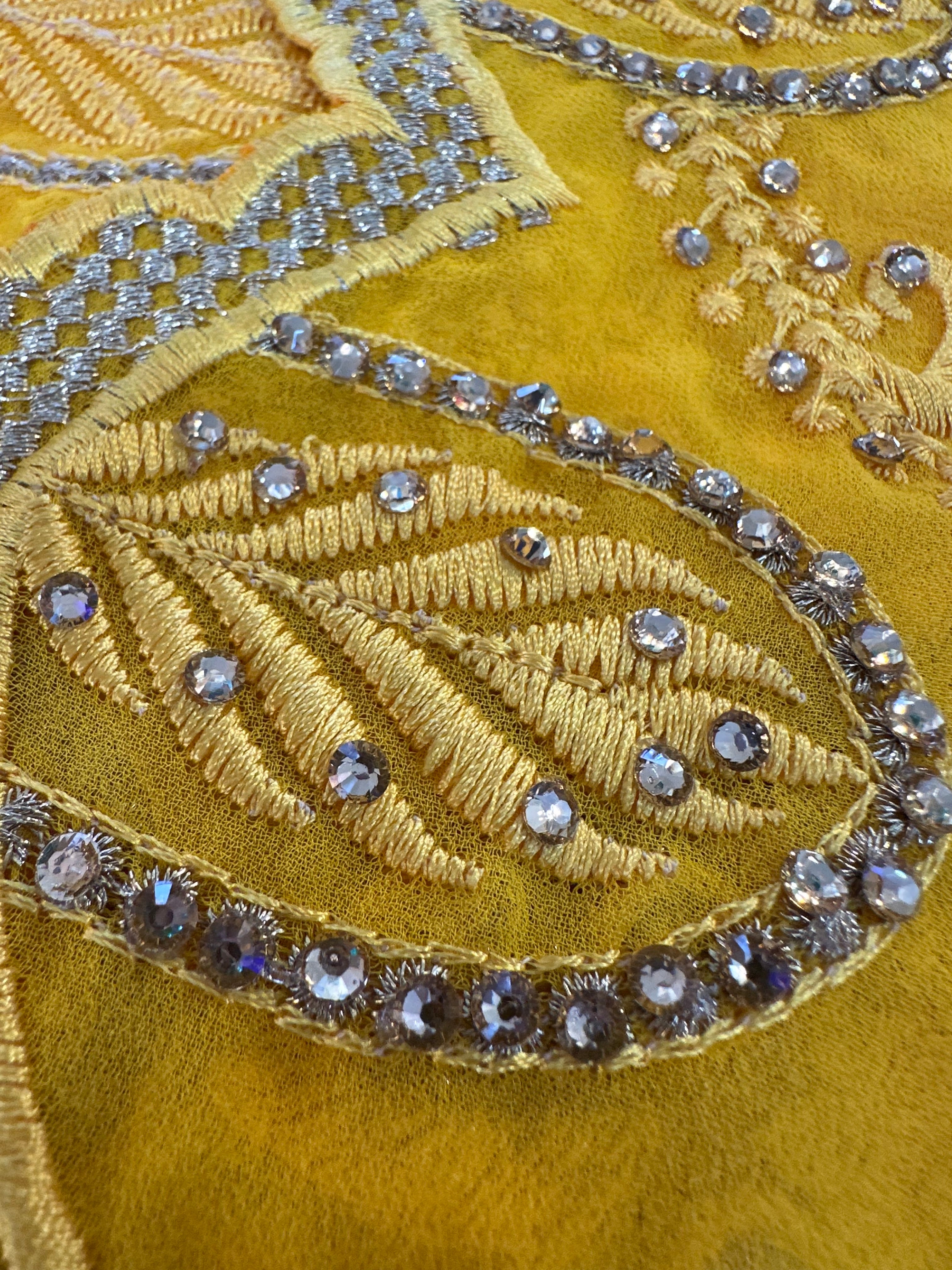 Yellow scarf from Dubai detail stones