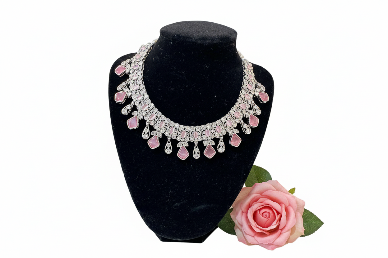 Pink and silver Indian style set with tiki