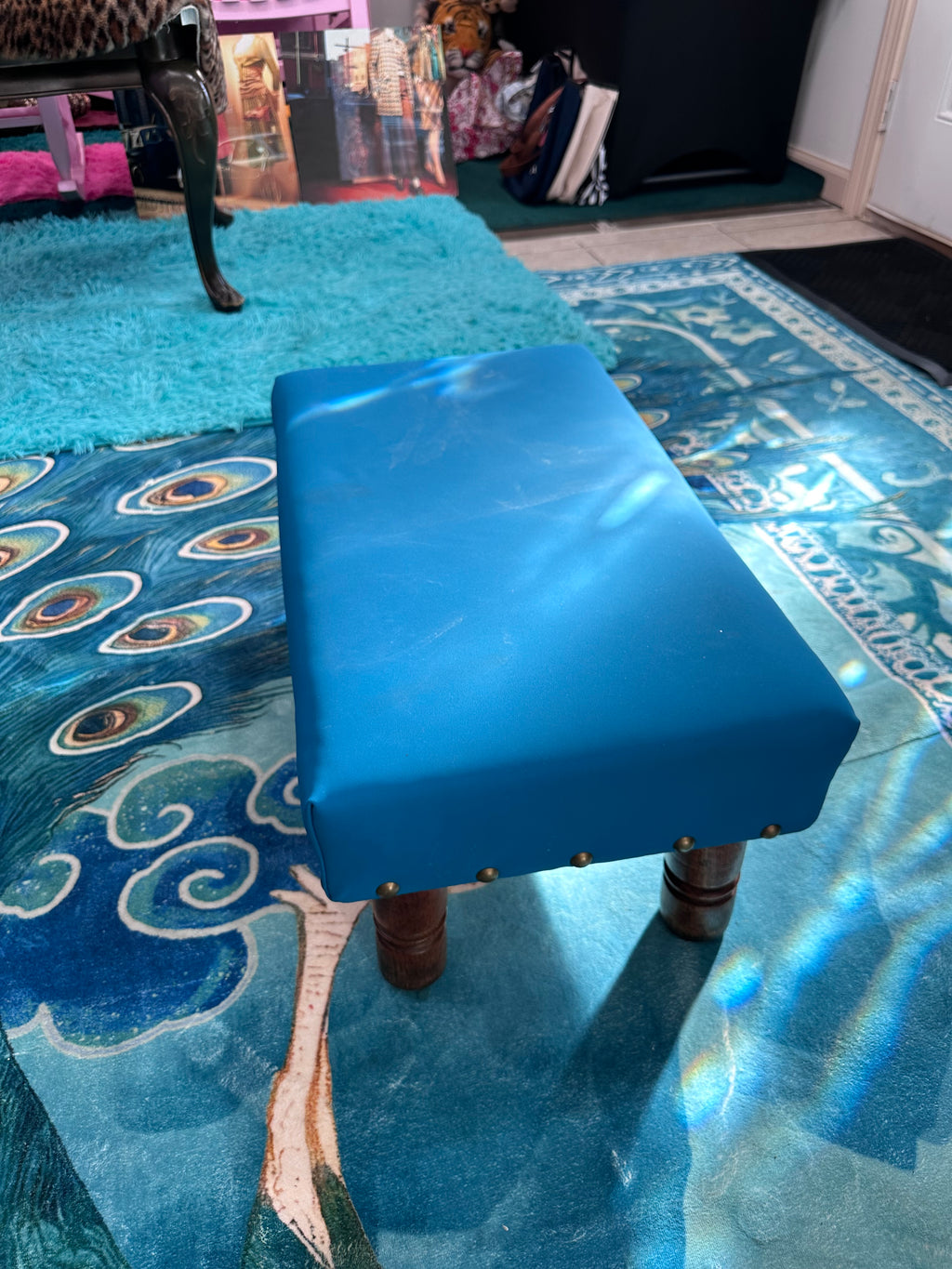 Turquoise stool/ottoman (in store pick up only)