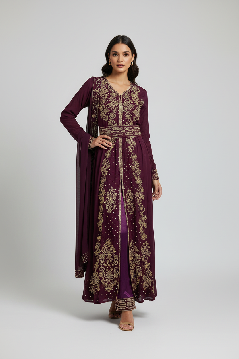 Beautiful dark purple and burgundy  Dubai gown size 16/18