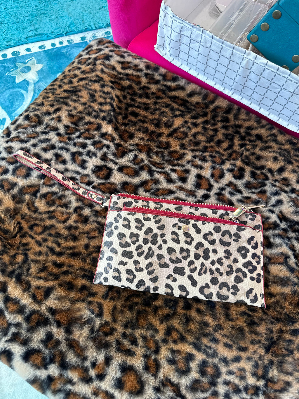 Leopard print clutch