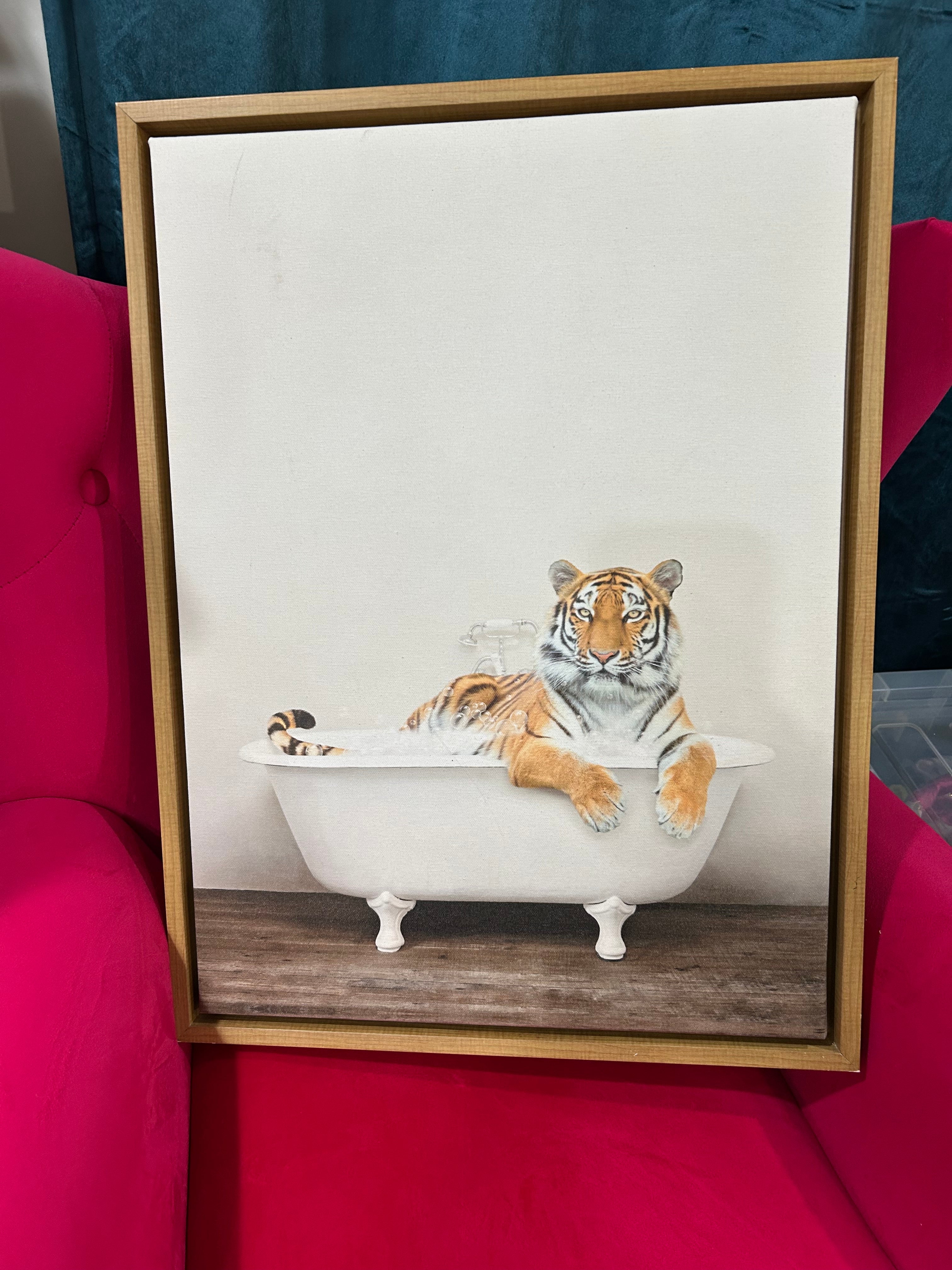 Tiger takes a bubble bath