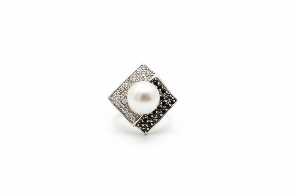 Diamond pearl ring