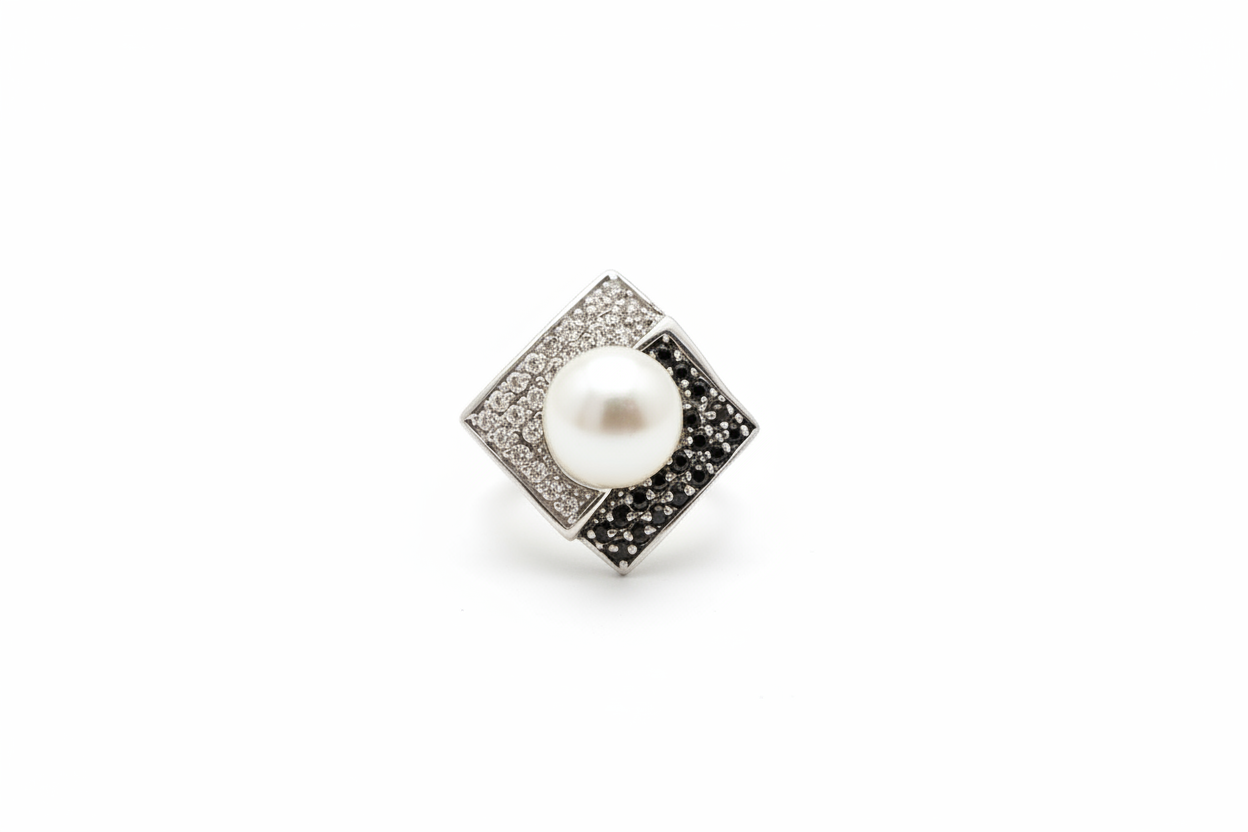 Diamond pearl ring