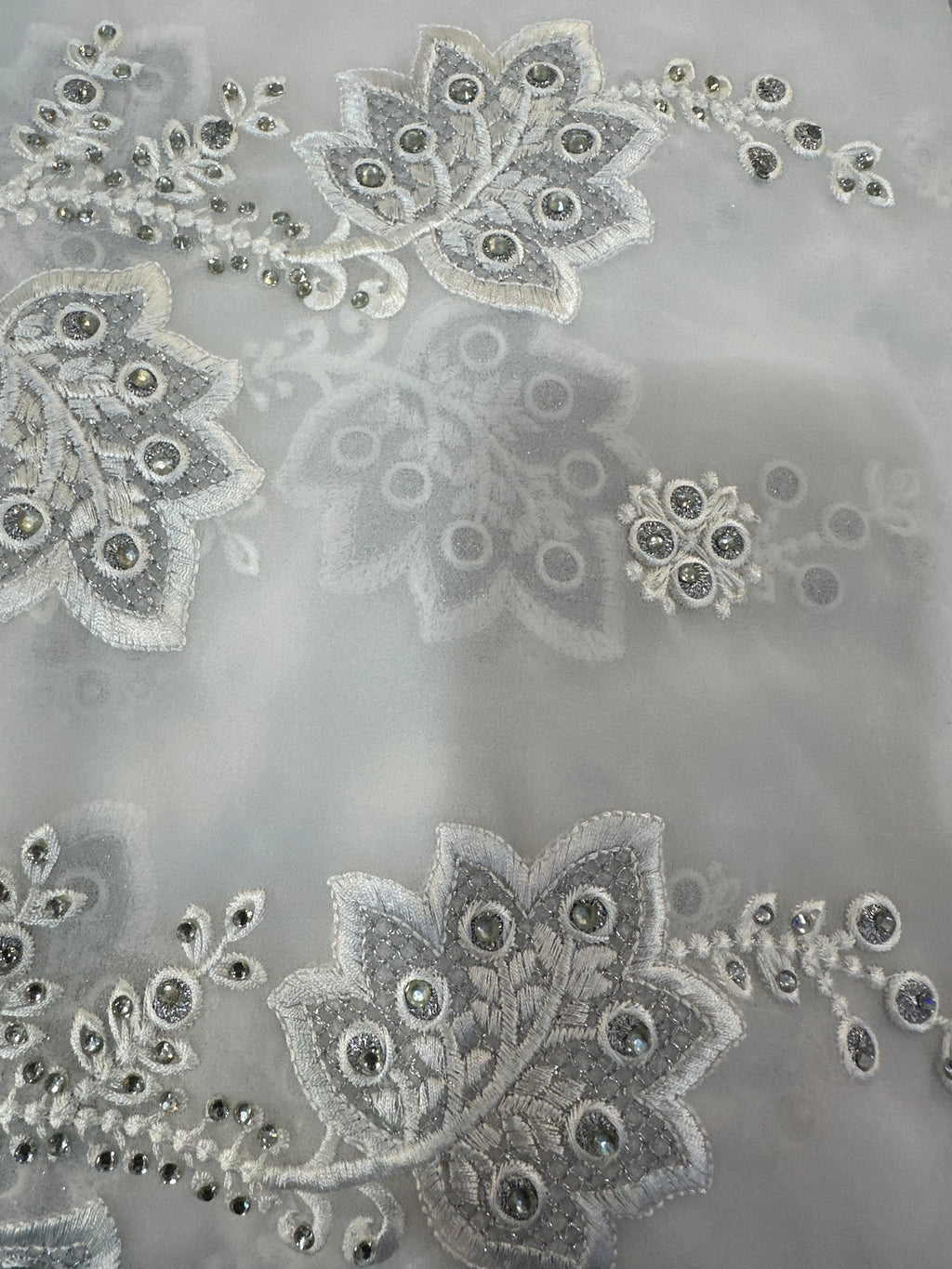 White and silver detailed Dubai scarf
